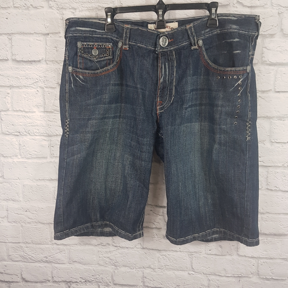 Laguna Beach Denim Skull Accented Denim Jean Shorts